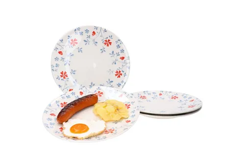 Ritzenhoff & Breker Speiseteller Blume Blau Julia 4er Set - Frühlingshaftes 4er Set Speiseteller aus Porzellan, ideal für warme und kalte Speisen. Mikrowellen- und spülmaschinengeeignet, mit einzigartigem Blumenmotiv und einem Durchmesser von 26,5 cm.