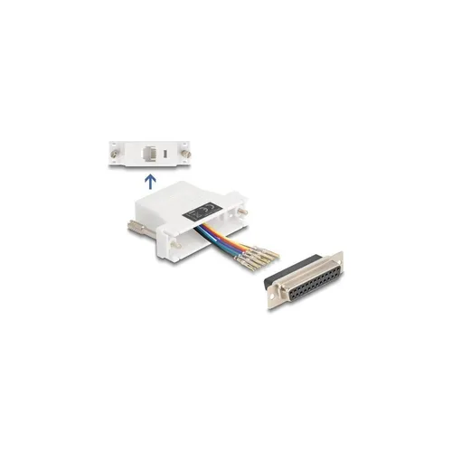 - Delock D-Sub 25 Pin Buchse zu RJ12 Buchse Montagesatz weiß 67098