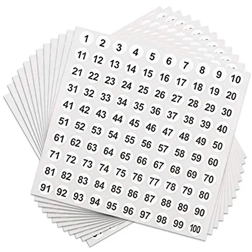 Dadabig 50 Blatt Zahlenetiketten von 0 bis 100 Stück runde Zahlenaufkleber 5000 Stück Zahlenetiketten Lagerorganisation Inventar