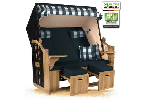Strandkorb Hanse XXL 2,5 Sitzer Volllieger Schwarz Grün von Strandkorb Hanse