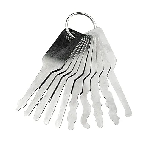 Lockpicking-Set für Sicherheitsschlösser, Edelstahl - 10-teiliges Werkzeugset - Vorhängeschlösser mit Schlüssel. Perfekt für Schlüsseldienste und Strafverfolgung, langlebig aus Edelstahl und mit verständlicher Anleitung, ideal zum schnellen Öffnen vieler Schlösser.