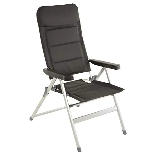 Nexos Premium Klappstuhl – gepolstert – Alu + Textilene – Farbe: schwarz grau