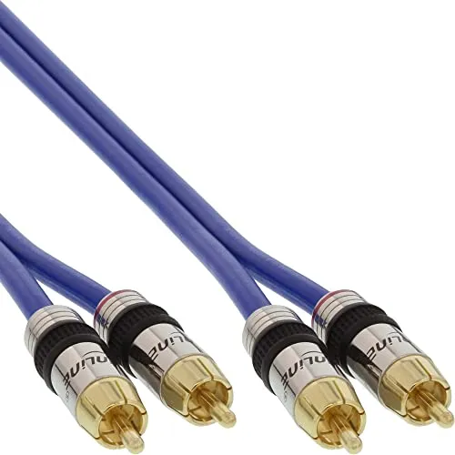InLine Cinch Kabel Audio, Premium, vergoldete Stecker, 2X Cinch Stecker/Stecker, 15m