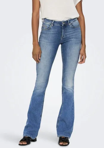 ONLY Damen Onlblush Life Mid Flared Dnm Tai467 Jeans - Moderne Flared Fit Jeans aus super dehnbarem Denim für ultimativen Komfort. Ideal für einen lässigen Look mit Belt Loops und Gunmetal-Rivets.