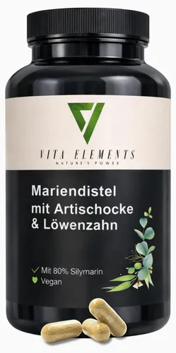 Vita Elements Mariendistel 120 Kapseln Silymarin Löwenzahn Milk Thistle Nahrungsergänzungsmittel