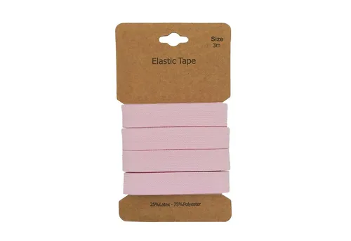 maDDma Gummiband 3 m Gummiband 15 mm Gummilitze Gummi elastisches Band Flachgummi, babyrosa