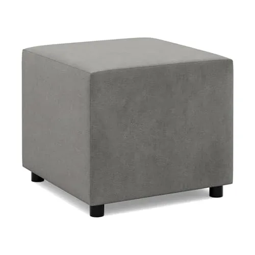 Mebligo - Fußstütze für Sessel 50 x 50 cm NEO Kollektion, Bequemer Hocker als Auflage, Pouf Hocker, Aus Hochwertigen Materialien, Sitzpouf, Fusshocker Gepolstert für Sessel, Hellgrau