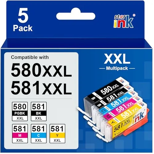 Starink CLI-581 PGI-580 XXL Patronen für Canon 581 XXL für Canon TR8550 Druckerpatronen für Canon Pixma TR 8550 TS705 TS6350 TS8350 TS8250 TS6150 TR7550 TS9550 TS6151 TR8500 (5er-Pack)