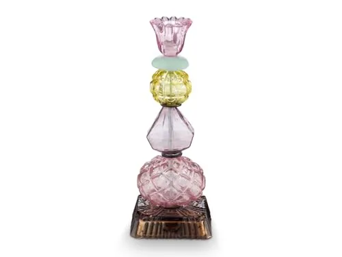 Pip Studio Glass Beads Kerzenhalter lila 23,5cm - Eleganter Kerzenhalter aus Glas mit feiner Perlenstruktur. Der stilvolle Lilaton sorgt für eine besondere Lichtwirkung und ist ideal für Stabkerzen. Höhe 23,5 cm, perfekt für jede Tischdekoration.