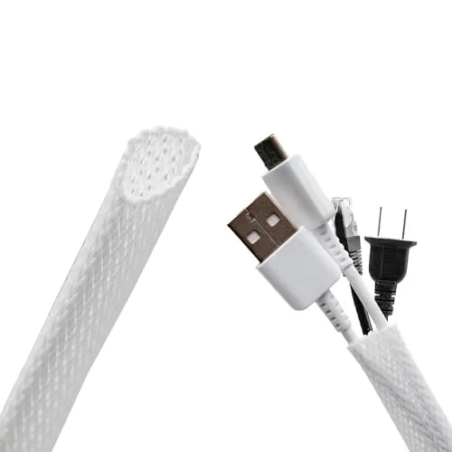 Intirilife Kabelschlauch selbstschließend gewebt in Weiß