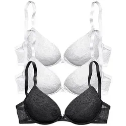 petite fleur Push-up-BH (3 Stück) mit Bügel - Funktionsunterwäsche mit herausnehmbaren Kissen für einen verführerischen Push-up-Effekt, ideal für feminine Outfits.