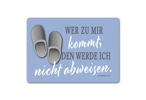 speecheese Fußmatte Fußmatte in 35x50 cm ohne Rand mit Bibelvers aus dem Johannes blau