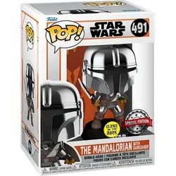 Star Wars - The Mandalorian with Darksaber 491 Special Edition Glows - Funko Pop! - Vinyl Figur
