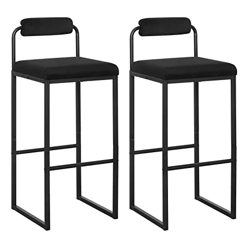 WOLTU 2X Barhocker mit Fußstütze und Rückenlehne in schwarz von WOLTU