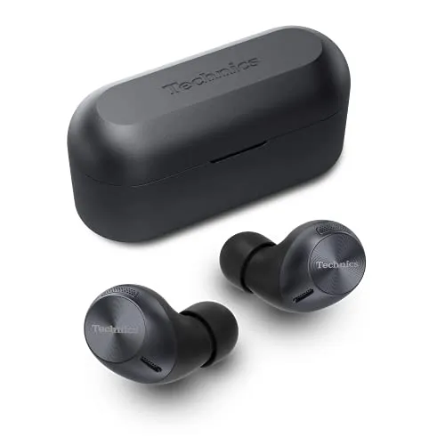 Technics EAH-AZ40E-K In-ear Kopfhörer Bluetooth - Kopfhörer mit überlegener Klangqualität, IPX4 wasserfest, 7,5 Stunden Akkulaufzeit und anpassbarer Passform für optimalen Komfort.