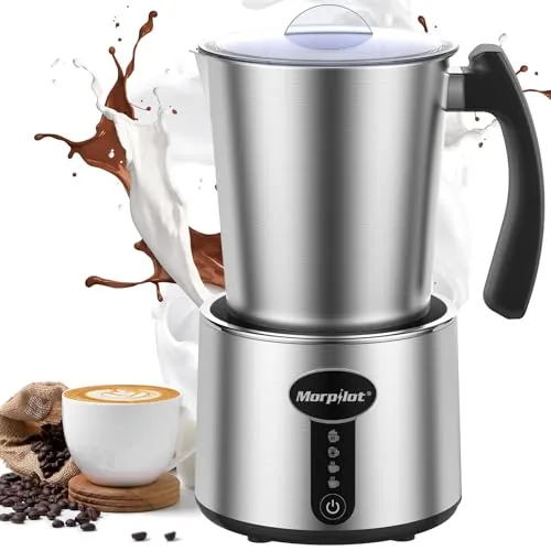 Morpilot Milchaufschäumer Elektrisch, 500ml 650W, Milchschäumer Spülmaschinenfest für Heißer und Kalter Milchschaum und Schokolade, Antihaftbeschichtung, Edelstahl