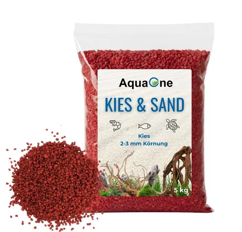 Aquaone Aquarienkies 5 kg Roter Quarzkies (2-3 mm) – Premium Bodengrund für Aquarien