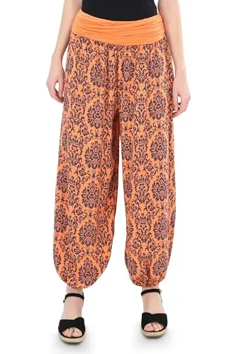 Malito - Damen Pumphose mit Yoga Muster - Haremshose zum Tanzen & Chillen - Lange Aladinhose - Freizeithose 7198 OneSize (orange)