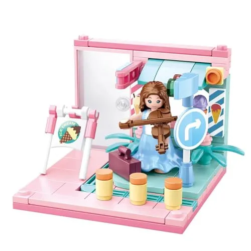 Habarri - Mini Klemmbausteine - Set von Bausteinen und Mini Figur - Geschenk für Kinder ab 7 Jahren - Kompatibel mit bekannten Klemmbausteinen - 110 Elemente - Motiv Geige