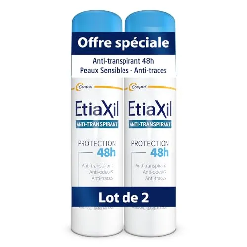 ETIAXIL - Anti-Transpirant – moderates Schwitzen – Schutz 48 Stunden – Achseln – geeignet für empfindliche Haut – Aerosol – hergestellt in Frankreich – 150 ml – 2 Stück