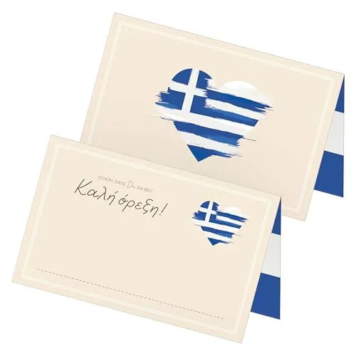 itenga 48x Tischkarten Platzkarten GRIECHENLAND | Motiv mit griechischer Flagge