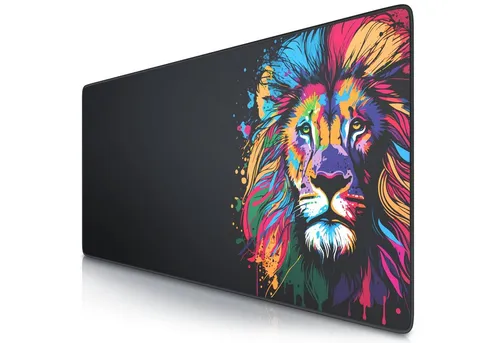 Titanwolf Gaming Mauspad XXL Speed Mousepad 900 x 400 x 3 mm, große Tischunterlage, rutschfest, abwaschbar, Geschwindigkeit & Präzision, Colour Lion