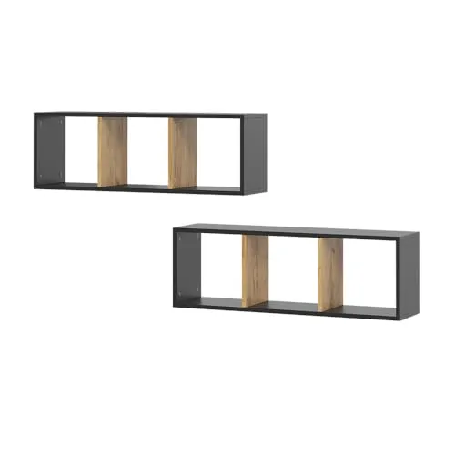 Vicco Bücherregal Tomy, Anthrazit/Goldkraft Eiche – 2er Set - Moderne Bücherregale für stilvolle Aufbewahrung, ideal zur Präsentation Ihrer Lieblingsbücher und Dekorationen. Verleihen Sie Ihrem Wohnzimmer das gewisse Etwas!