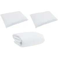vidaXL Bettdecke mit Kissen Set 240 x 200 cm - Bettdecken Set für Winter, bestehend aus einer warmen Bettdecke und zwei Kissen, maschinenwaschbar und ideal für erholsame Nächte.
