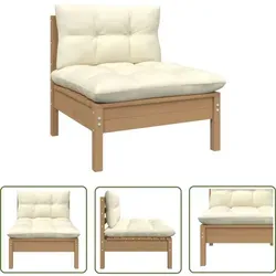 The Living Store Garten-Mittelsofa mit Kissen in Honigbraun