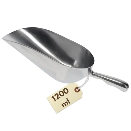 Aluminium Abwiegeschaufel 1200 ml Rund Futterschaufel Alu Mehlschaufel Eisschaufel Handschaufel Gewürzschaufel Dosierschaufel Abfüllschaufel