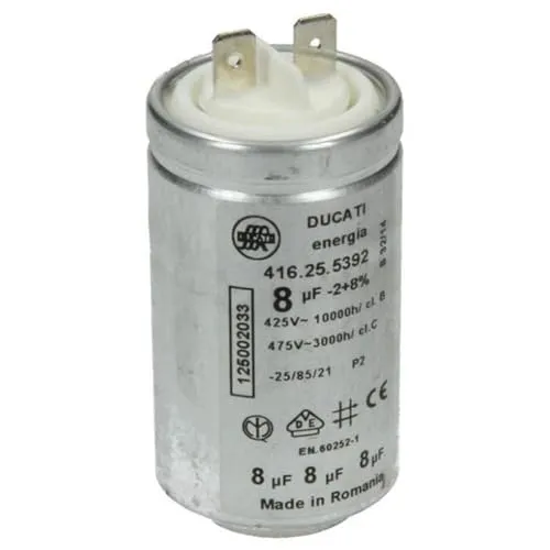 Electrolux Electrolux AEG Anlaufkondensator Kondensator 8 µF uF 450V DUCATI energia 416.25.5392 mit Steckfahnen für Wäschetrockner 1250020334 125002033