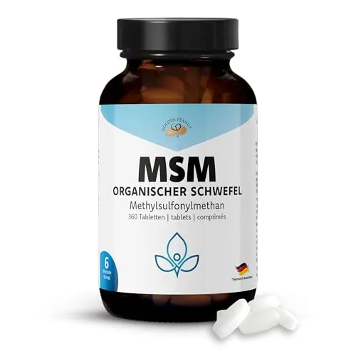 GOLDEN PEANUT MSM Methylsulfonylmethan 360 Tabletten, Oblongtabletten, höchste Reinheit, reicht für 180 Tage, gepresst in Deutschland