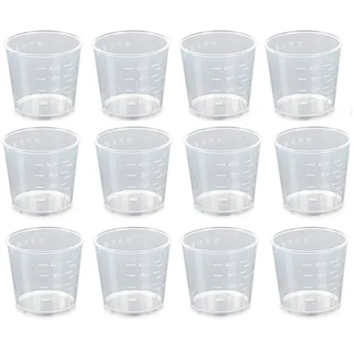 Stück 20 ml Kunststoff-Mischbecher, Messbecher, Messbecher, transparent, wiederverwendbar, Mischbecher zum Mischen von Harz, Farbe, Flecken, Epoxid 50