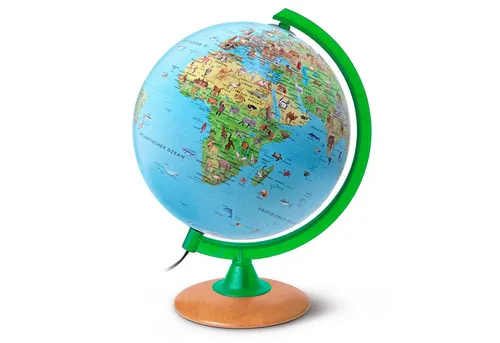 Kinderglobus KS 2525 - 25 cm Globus für Kinder, heller Echtholzfuß und inkl. Begleitbüchlein, lehrreich und dekorativ