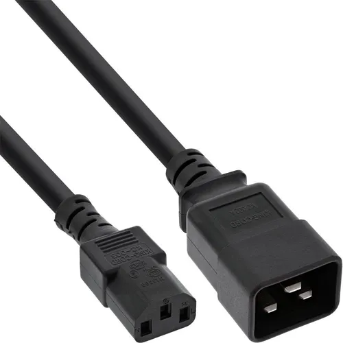 InLine Netz Adapterkabel IEC-60320 C20 auf C13 3x1,5mm² max. 10A schwarz 0,5m