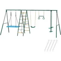 AIYAPLAY 5-in-1 Kinderschaukelgestell bis 350 kg - Vielseitiges Spielzentrum für Kinder von 3-8 Jahren: mit Nestschaukel, Turnringen und Klettergerüst. Robuste Konstruktion mit 350 kg Gesamtbelastbarkeit für sicheren Spielspaß im Garten.