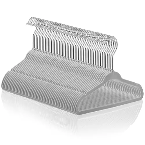 Casafield 50 Samt-Baby-Kleiderbügel – 27,9 cm Größe für Säuglings- und Kleinkindkleidung – Grau