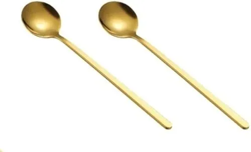 Kaffeelöffel, Rührlöffel, Teelöffel, langer Griff, goldene Teelöffel, Eisteelöffel, lange Löffel zum Rühren, 17,5 cm Speziallöffel, Kaffee- und Espressolöffel, 2 Stück
