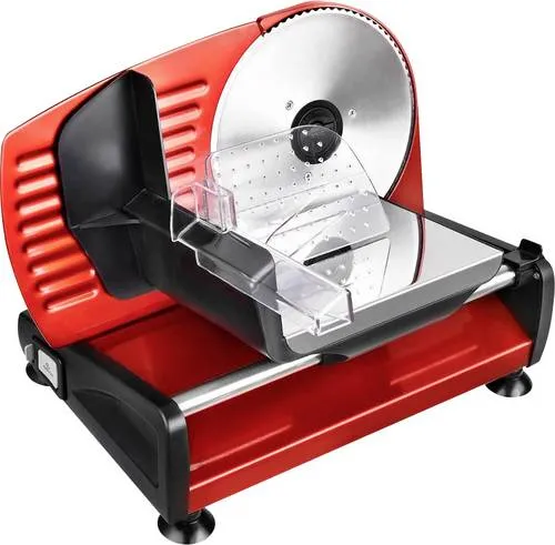 EFBE AS 1003 RD Allesschneider - Rot - Allesschneider mit 150 W Leistung, ideal für präzises Schneiden von Wurst, Käse und Brot, perfekt für die Küche.