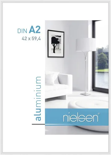 Alurahmen Classic 42x59,4 cm weiß - Moderner Aluminium-Bilderrahmen im DIN A2 Format, ideal für stilvolle Präsentationen von Bildern in jedem Raum.