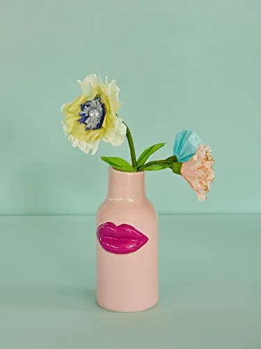 RICE Keramik Vase Lipstick, Small, 25 cm in pink von rice