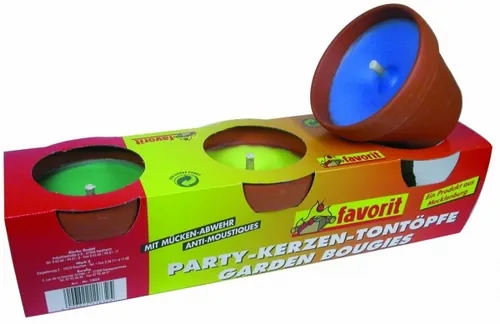 Favorit 1832 Partykerze im Tontopf 3 St. mit Citronella Wachs