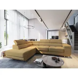 Masseno Ecksofa APIRO L-S mit Schlaffunktion in gelb von Masseno