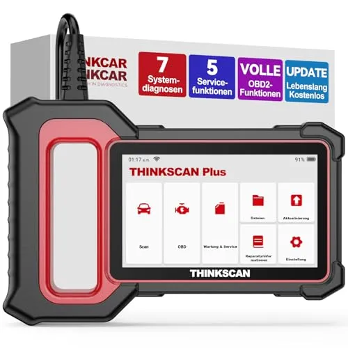 thinkcar OBD2 Diagnosegerät, ThinkScan Plus S7 Diagnosegerät Auto Mit 7 Systemdiagnosen (ABS SRS ECM TCM BCM AC IC) Und 5 Reset-Funktion, Auto Diagnosegerät Für Automatischer VIN-Scan
