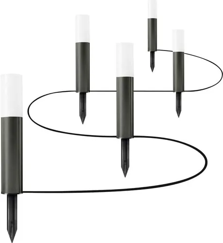 OSRAM ENDURA GARDEN POLE Mini LED Lichterkette Dunkelgrau - Lichterketten für Gartenbeleuchtung: 5er-Set mit Plug-and-Play-Technologie, warmweißem Licht und IP65 Schutz für wetterfeste Anwendung.