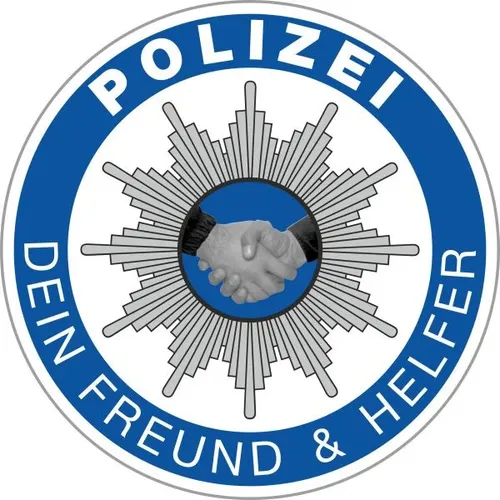 Hermann Schütz Aufkleber Polizei - Dein Freund & Helfer Ø 60mm - Schilderhalter & Aufkleber, auffälliger Polizei-Aufkleber mit Ø 60mm, ideal für Sicherheitsbewusstsein und freundliche Präsenz.
