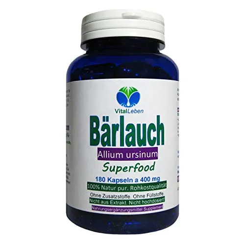Frischblatt BÄRLAUCH 180 Kapseln Superfood Premium Wildwuchs Bärlauchpulver - Natürliche Schwefel & Antioxidantien-Quelle. OHNE ZUSATZSTOFFE - NATUR PUR 26795-180