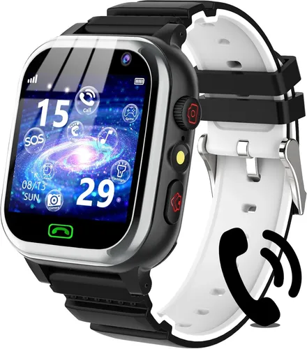 kaacly Kinder Smartwatch 1.44 Zoll mit SOS und Spiele - Smartwatch für Kinder mit Telefonfunktion, SOS-Alarm, Kamera und Musik. Ideal als Geschenk für Jungen und Mädchen, mit 2G SIM Unterstützung und eigenständiger Nutzung.