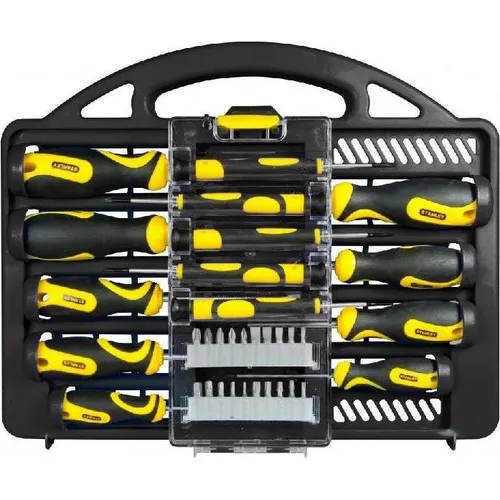 STHT0-62141 Schraubenzieher Set mit 34 Teilen - Vielseitiges Schraubenzieher Set mit 34 Teilen, inklusive 13 Schraubenziehern, 1 Bithalter und 20 Bits für alle Anwendungen.