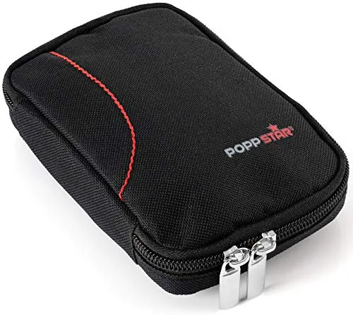 Poppstar Festplattentasche Case für Externe 6,4 cm (2,5 Zoll) Festplatten (Maße innen 16 cm x 9,5 cm x 2,7 cm), schwarz und rot